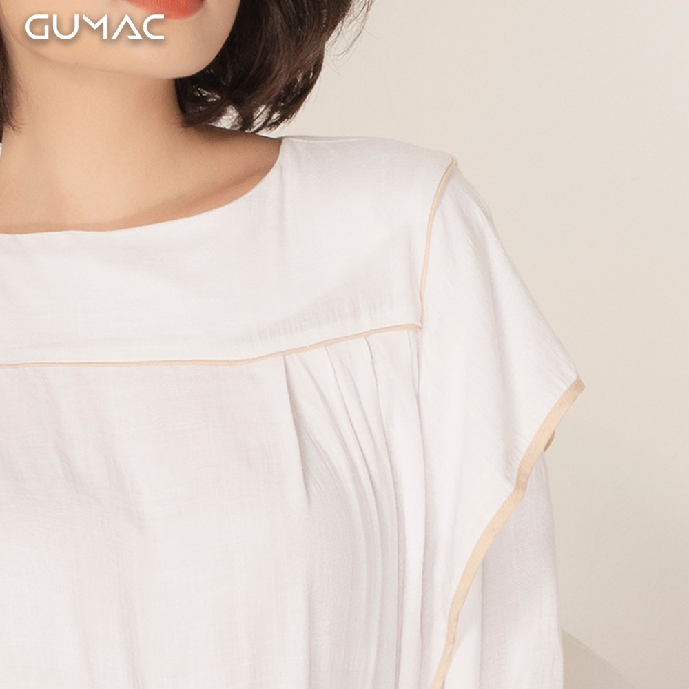 [Mã WABRGU100 giảm 15% đơn 249K tối đa 100k] Áo sơ mi nữ phồng viền be AA9107 GUMAC | BigBuy360 - bigbuy360.vn