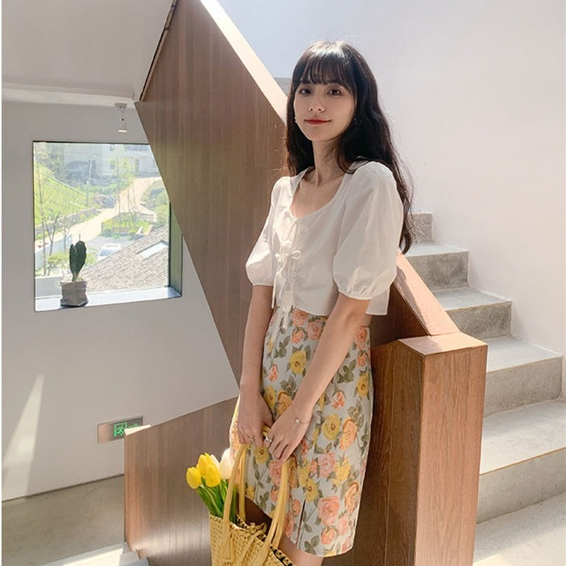 Set Áo Sơ Mi Trắng Phối Chân Váy Thời Trang Hè 2021 Cho Nữ