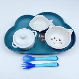 Bát ăn dặm cho bé chất liệu gốm sứ, Chén ăn dặm từ 5 tháng tuổi dung tích 30-180ml, dụng cụ ăn dặm