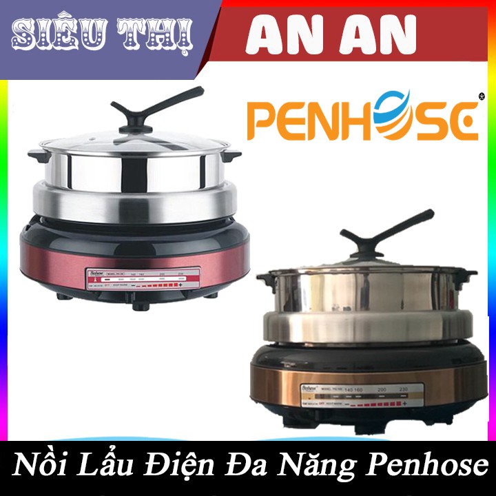 Lẩu điện Penhose PH-169 5.5 lít đa năng Chống Dính công suất 1600W  lẩu, chiên, hầm, hấp, nấu, xào