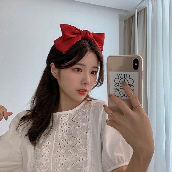 (0729) Bờm Nơ Lụa To Tiểu Thư Xu Hướng Hàn Quốc
