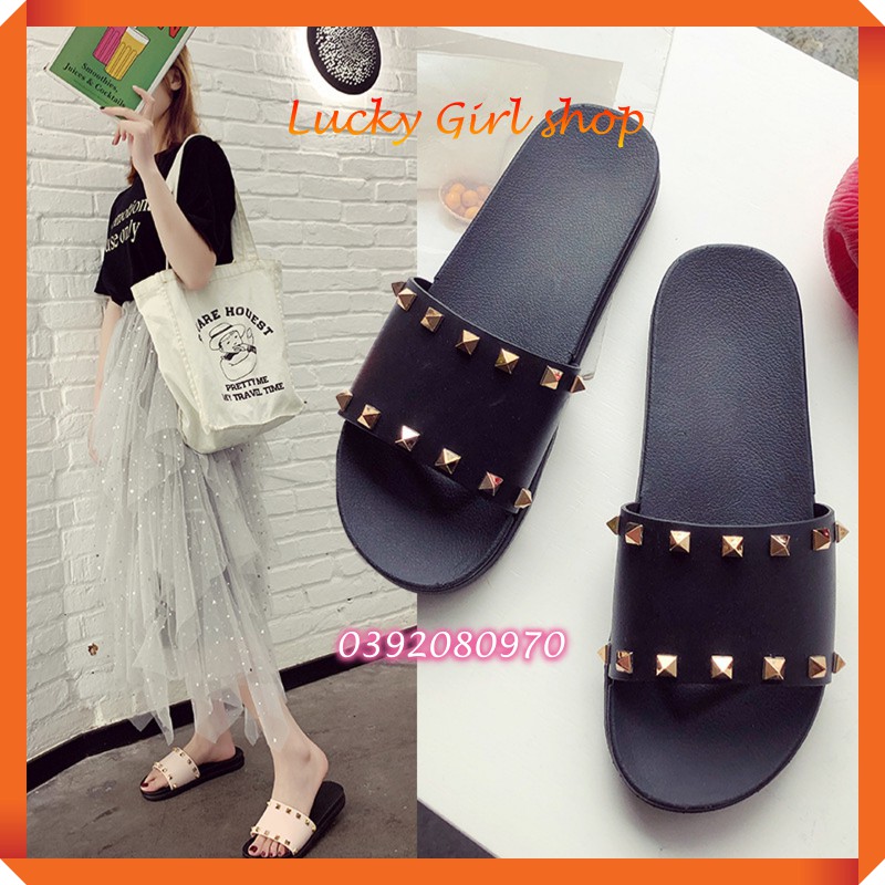 Dép Nữ PVC Quai Ngang Đính Hoa Vải/ Đính Đá Nhiều Mẫu Siêu Kute Size 36-40 - Hàng Nhập Quảng Châu - Lucky Girl shop