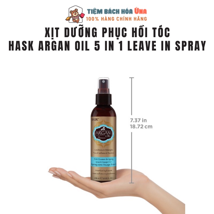 Xịt dưỡng phục hồi tóc HASK Argan Oil 5 in 1 Leave in Spray dung tích 175ml