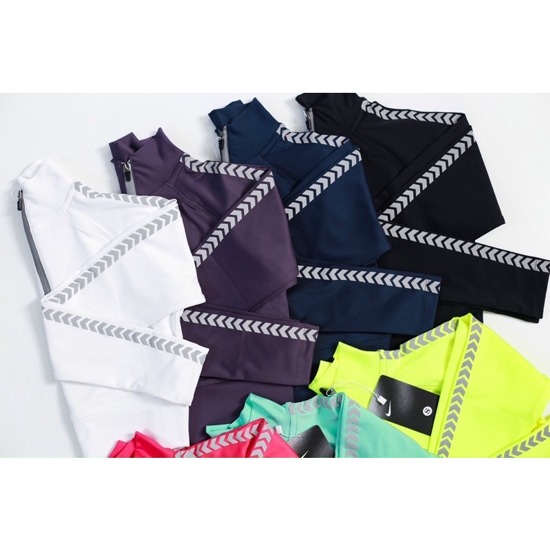 Áo Croptop Thể Thao Tay Dài Dáng Ôm Body Cực Tôn Dáng Kiểu Khóa Kéo