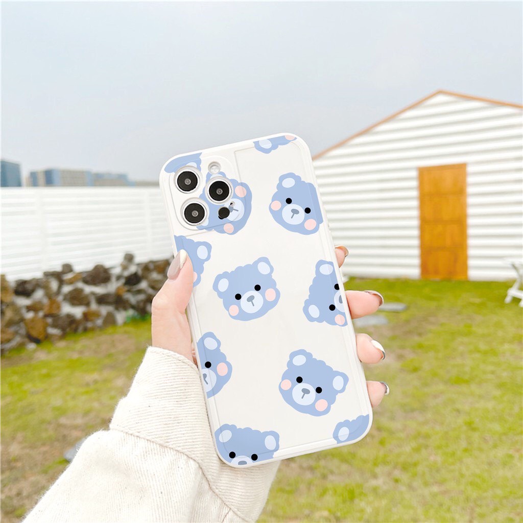 Ốp Lưng Iphone Cạnh Vuông, Bảo Vệ Camera Gấu Teddy Dễ Thương 7Plus,8Plus,x,xs,xsmax,11,11ProMax,12,12promax,13,13ProMax