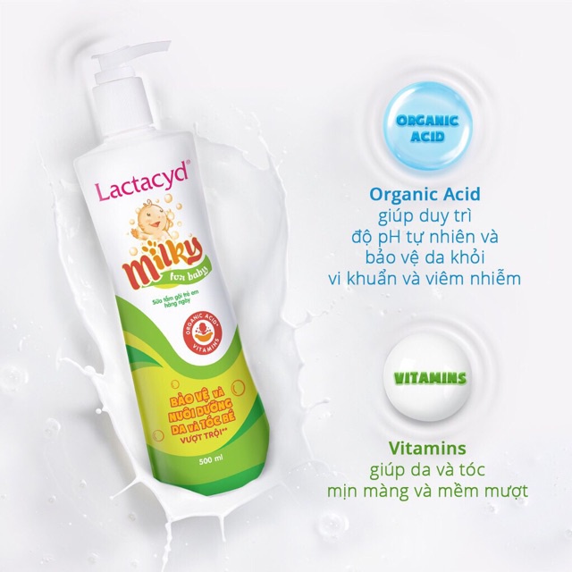 (500ml) Sữa tắm gội trẻ em Lactacyd Milky Mẫu Mới 2020