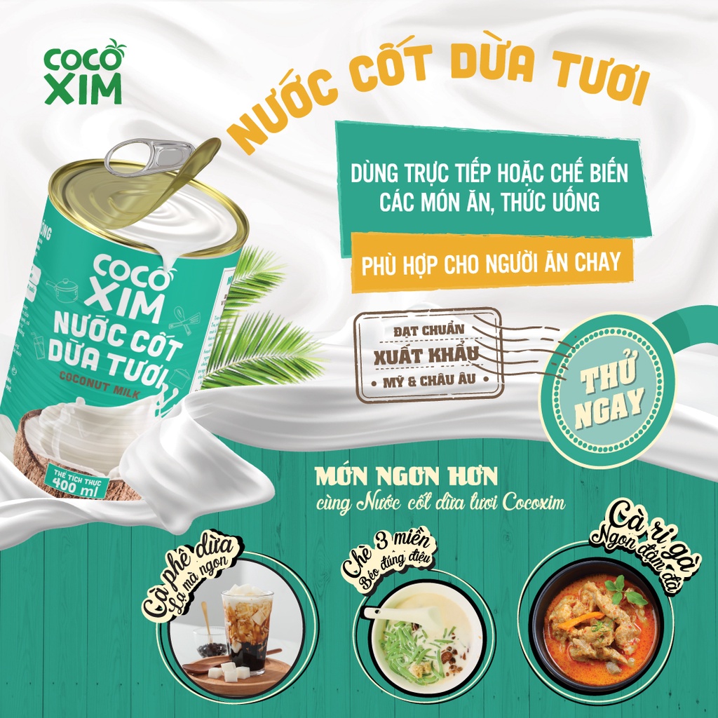 THÙNG 24 Lon Nước cốt dừa tươi Cocoxim dung tích 400ml/Hộp