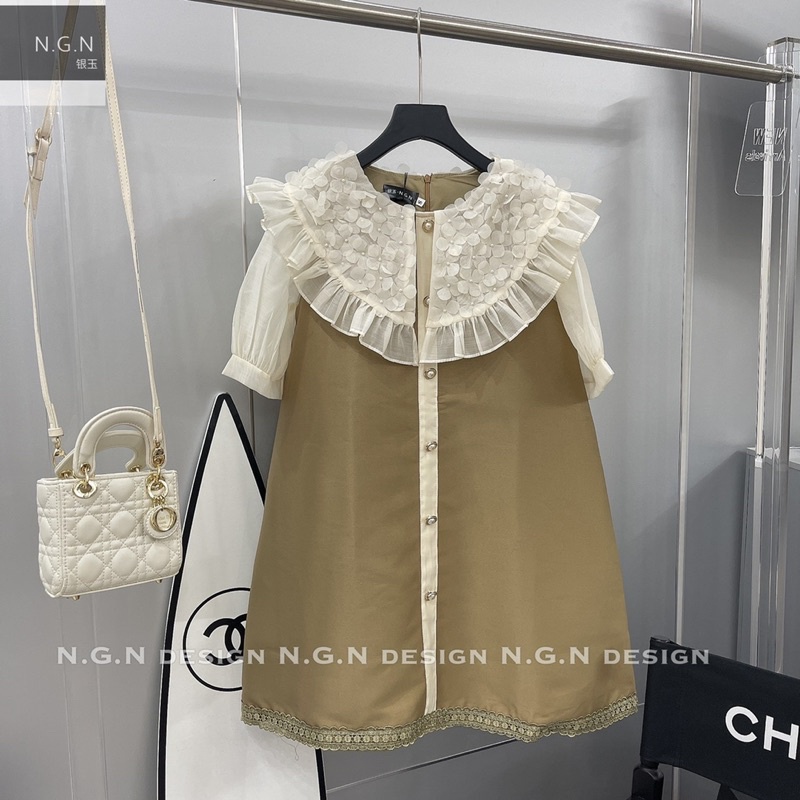 Váy xuông tacta cổ bèo