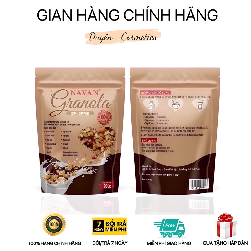 Granola navan chính hãng 500gr ngũ cốc ăn kiêng dinh dưỡng ,đẹp da,đẹp dáng ,tốt cho sức khỏe,dinh dưỡng