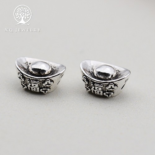 Charm bạc thỏi vàng xỏ - NQ Jewelry