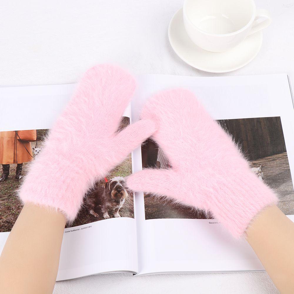 Găng Tay Lông Giả Mềm Mại Co Giãn Màu Kẹo Ngọt Thời Trang