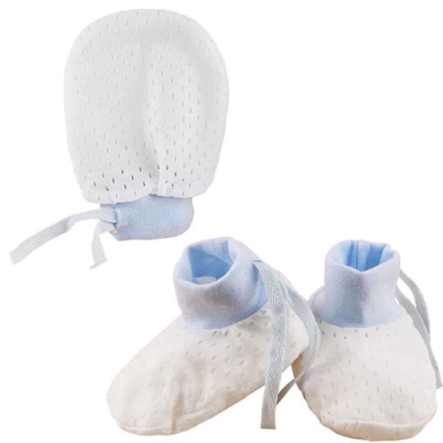 Ninikids: Set bao tay, bao chân sơ sinh cotton có lỗ thoáng siêu nhỏ