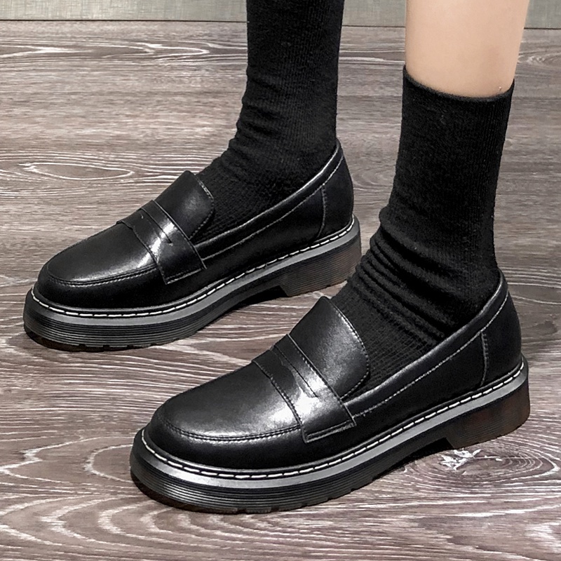 Giày Lười Da Kiểu Dáng Thoải Mái Phong Cách Anh Quốc Cổ Điển Size 34-42 Cho Nữ