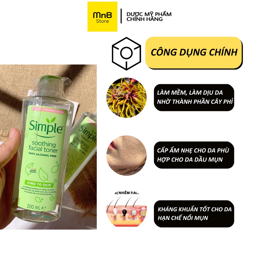 Combo Simple Toner Simple Sữa Rửa Mặt Simple Tẩy Trang Simple