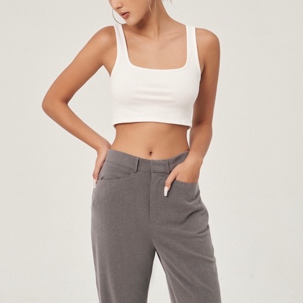 Áo hai dây croptop bản to áo 3 lỗ thun gân cổ vuông square neck crop top Mia Ritta A2062
