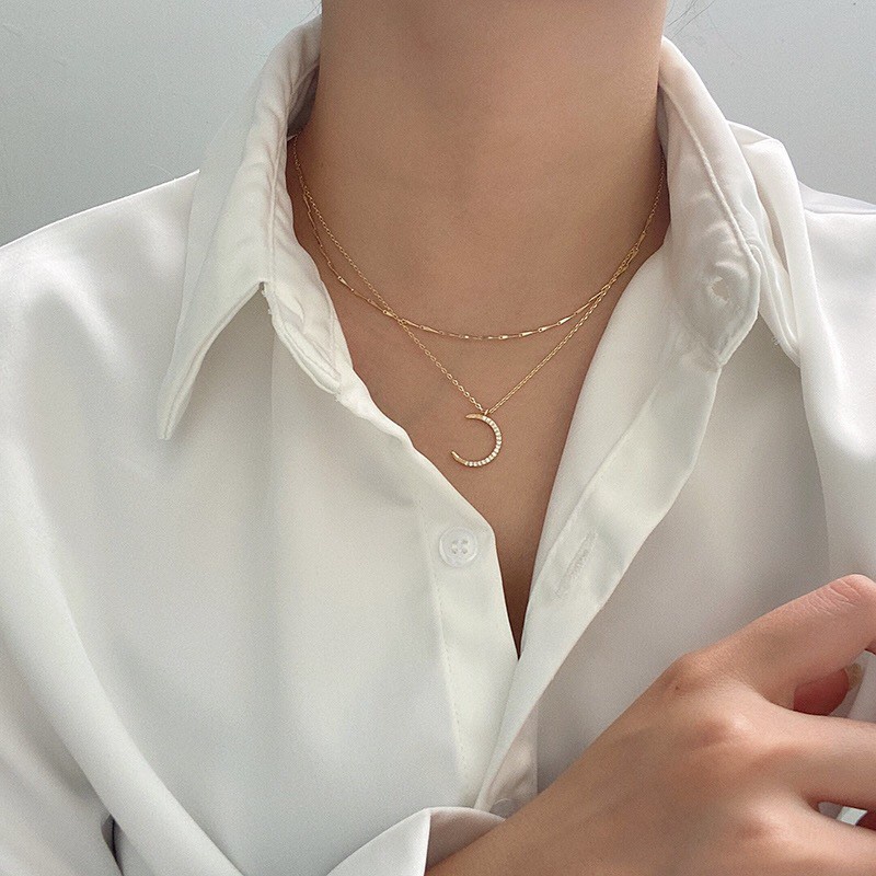 Dây chuyền mặt trăng khuyết thời trang kiểu Hàn thanh lịch