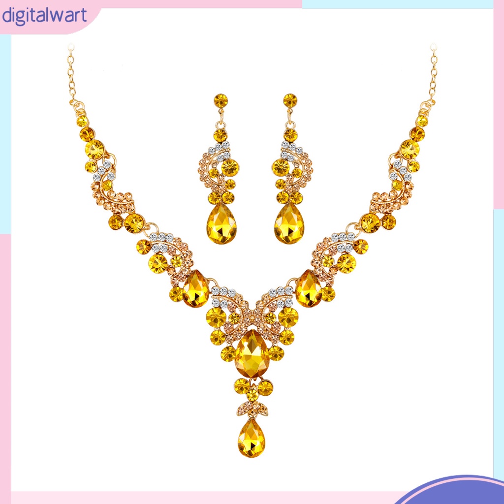 Bộ dây chuyền + bông tai đính đá thời trang sang trọng cho nữ