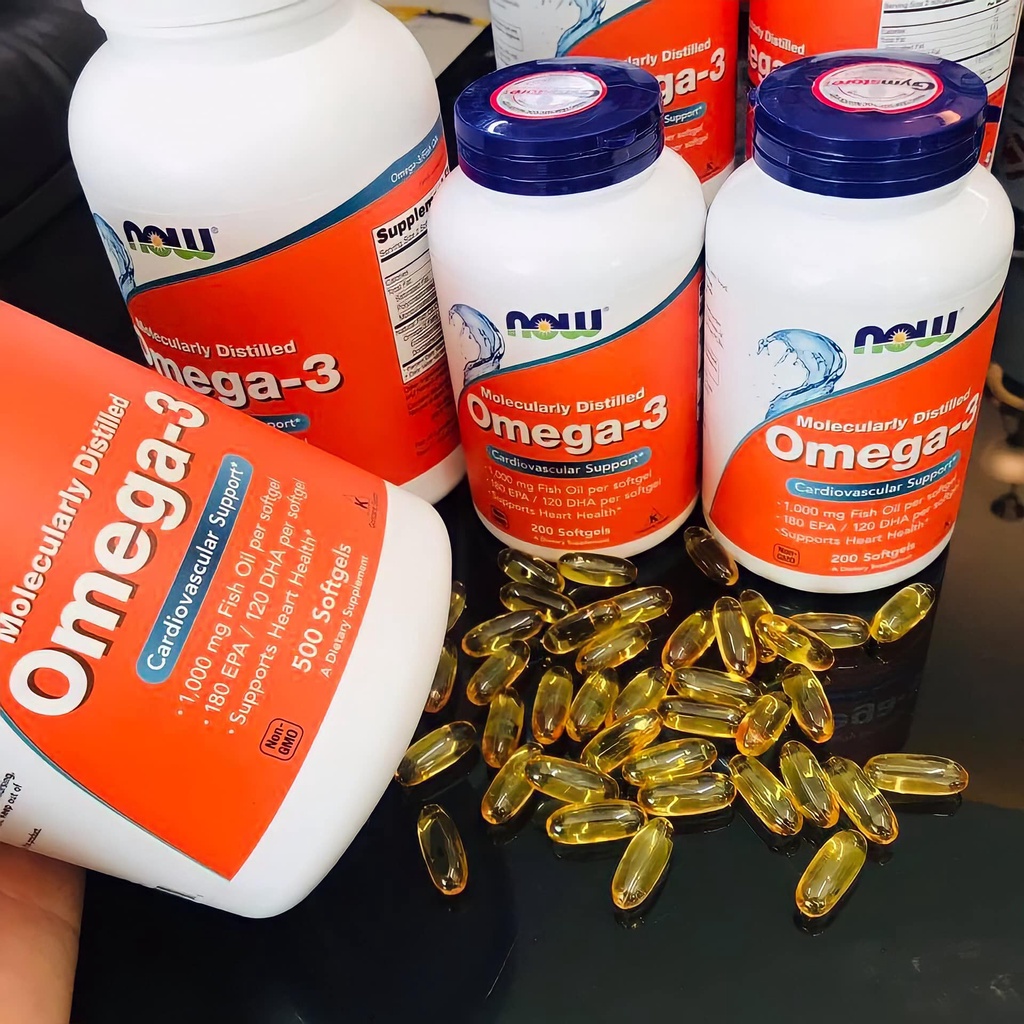 Viên uống dầu cá Now Omega 3 1000mg Fish Oil nhập khẩu Mỹ - Gymstore giúp làm đẹp da, tăng thị lực, sức khỏe