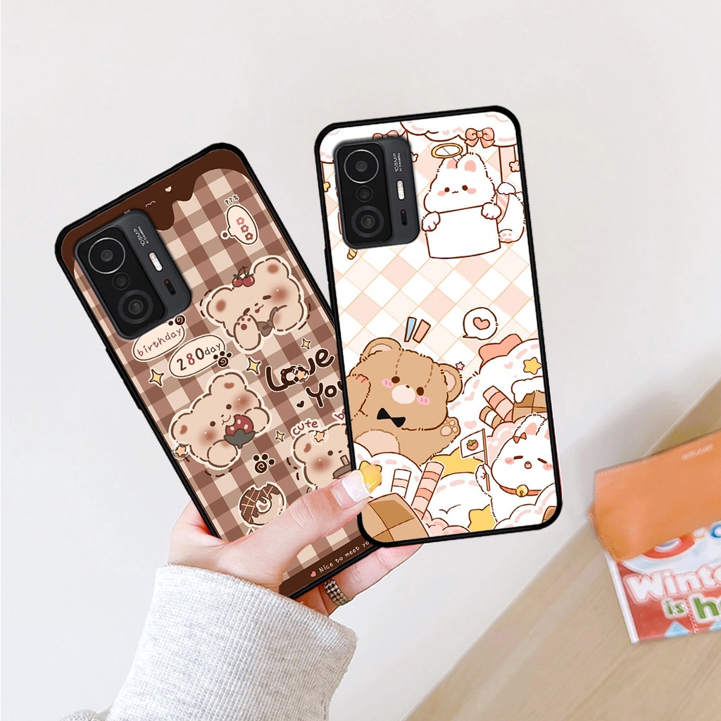 Ốp lưng Xiaomi Mi 11T - Mi 11T Pro in hình caro gấu thỏ dễ thương