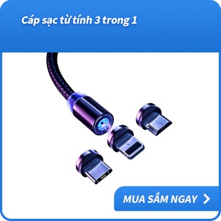 Cáp Sạc Từ Tính 3 Trong 1 Dành Cho Iphone / Ipad / Samsung / Huawei / Xiaomi