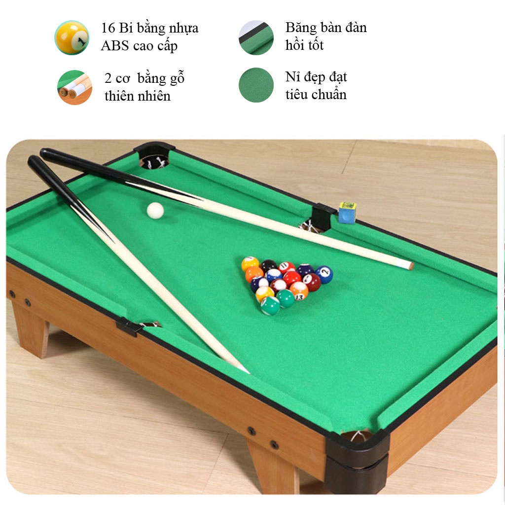 Bàn Bida mini Bi a Billiards mini Bida pool Làm bằng gỗ cao cấp bảo hành 6 tháng Size: 69x37x22 cm