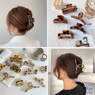 Kẹp Tóc Họa Tiết Da Báo / Chữ Thập / Chấm Bi Màu Hổ Phách 2021 Phong Cách Cổ Điển Mới Cho Nữ