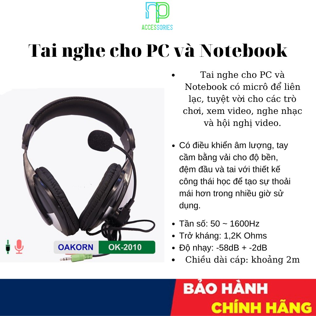 Tai nghe Headphone chụp tai cho PC và Laptop chính hãng 1 ĐỔI 1