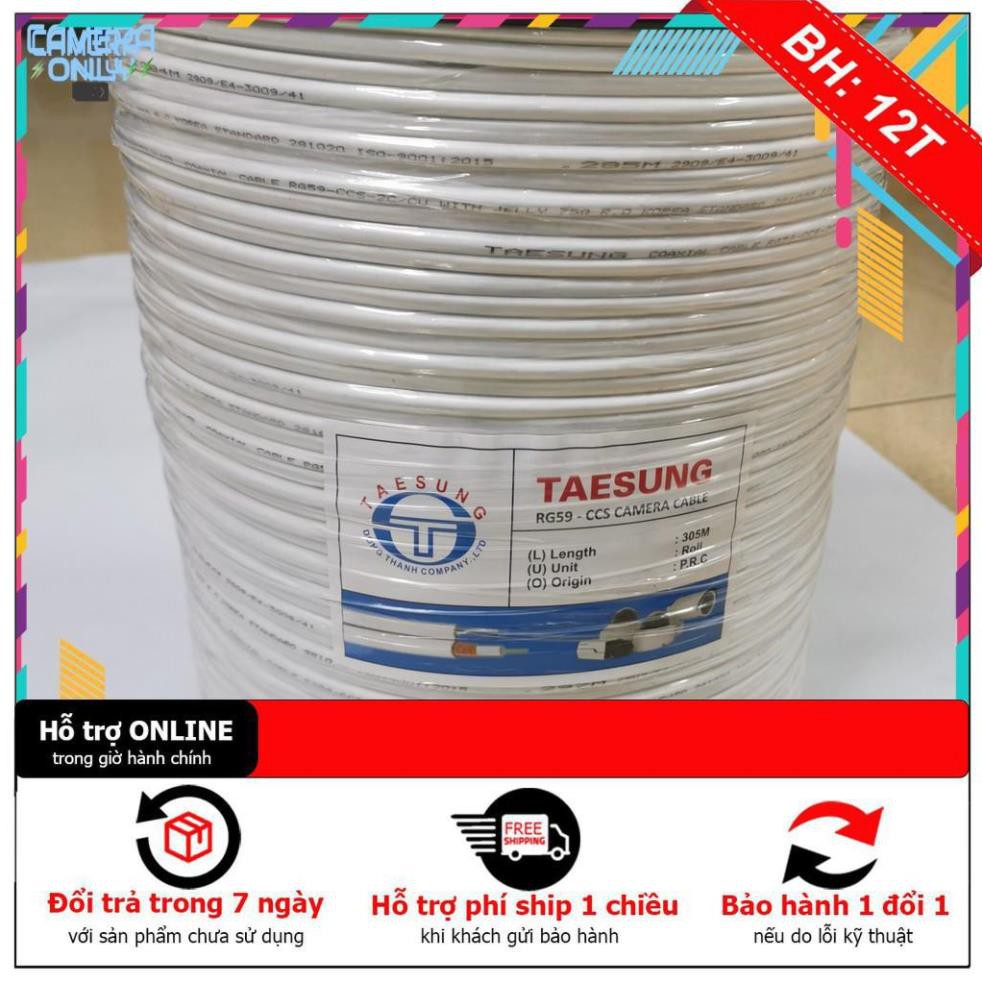 [BH12TH] Combo 30/50/100m cáp đồng trục liền nguồn đồng dầu loại tốt (có bán lẻ) cap TAESUNG