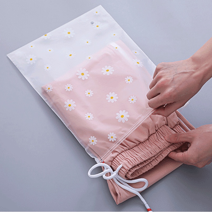 Túi Zip Đựng Đồ Lót / Vớ Chống Thấm Nước In Hoa Cúc Có Thể Tái Sử Dụng Tiện Lợi