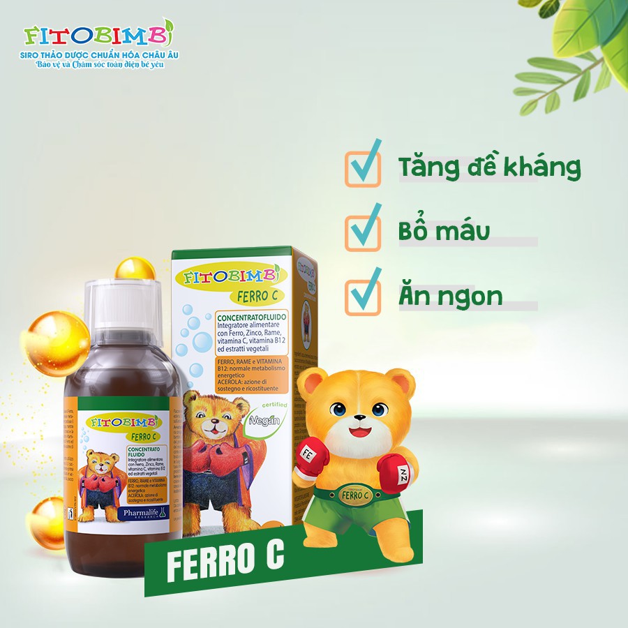 FERRO C BIMBI - Bổ sung sắt, kẽm, vitamin C cho bé (nhập khẩu chính hãng từ Italy)