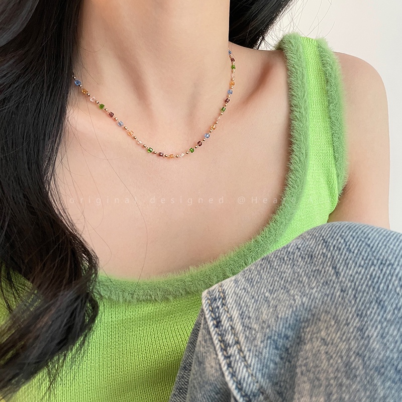 Vòng cổ Hạt Pha Lê Nhiều Màu Sắc Thời Trang Mùa Hè Cao Cấp