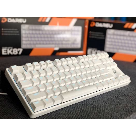 Bàn phím cơ gaming màu trắng DareU EK87 White Red Switch 87 Phím