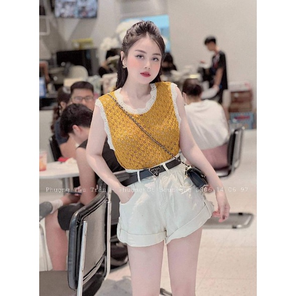 Áo len lưới mắt na sát nách hàng QC