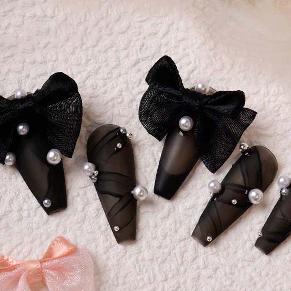 OCEANMAP Phụ Kiện Nơ Vải Trang Trí Móng Tay Nghệ Thuật Thời Trang Hàn Quốc