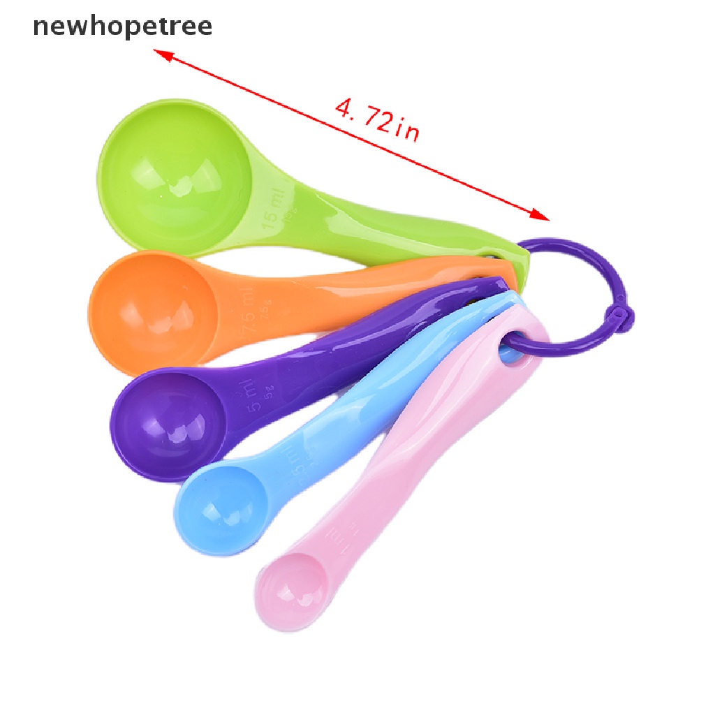 Bộ 5 Muỗng Đo Lường Làm Bánh Bằng Nhựa Nhiều Màu Sắc