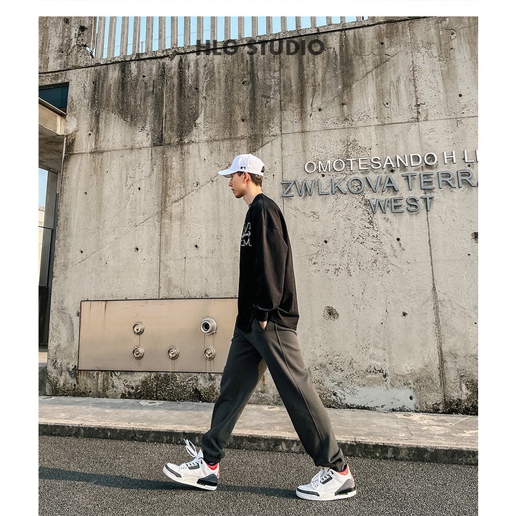 Áo nỉ cổ tròn HLG AMOBIT phong cách đường phố rộng rãi, thời trang trẻ trung năng động