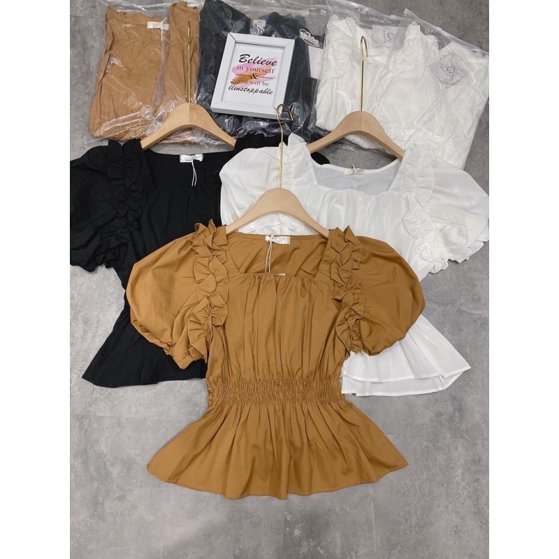 [Hàng Đẹp] Áo Tay Bồng Bèo Vai 3 Màu, Áo Nữ Chun Eo Tay Phồng Siêu Xinh Có Ảnh Thật Kèm Video | BigBuy360 - bigbuy360.vn