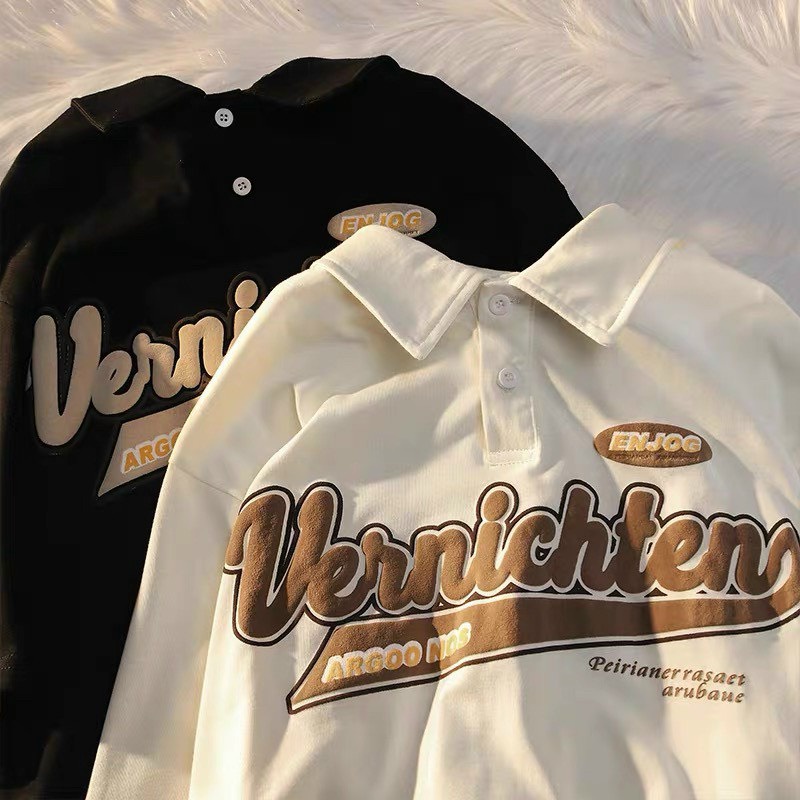 Áo Thun Polo Nam Nữ  Form Rộng Vernichtens Vải Dày Mịn Thoáng Mát Thiết Kế Thời Trang Kiểu Dáng Năng Động