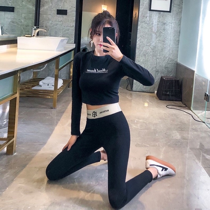 Quần legging lót lông cừu cạp cao gen bụng, quần dài nữ len tăm lót nỉ dày siêu ấm ButBerrl Q/400 | BigBuy360 - bigbuy360.vn