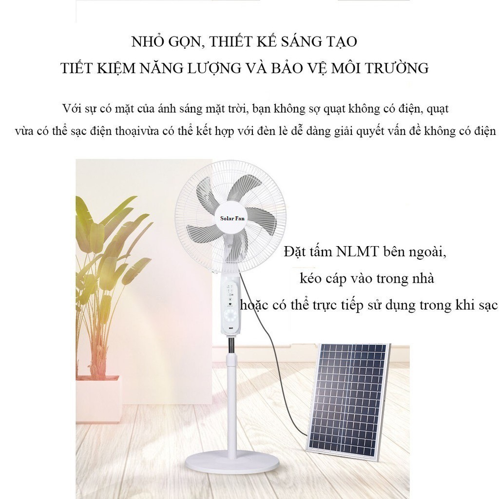 Quạt Tích Điện Năng Lượng Mặt Trời S888- Siêu Mát, Tiết Kiệm Điện, Không Gây Ồn