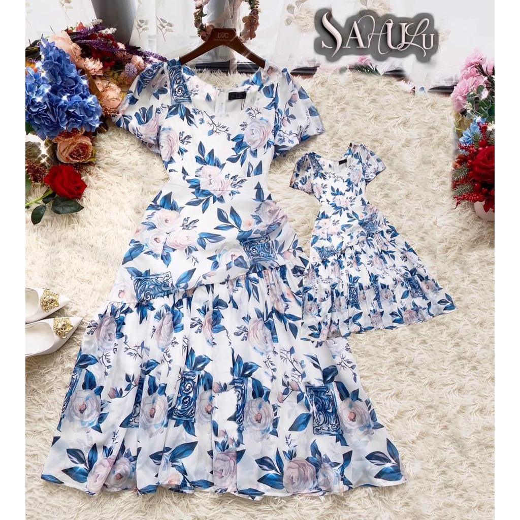 Set đôi mẹ bé hoa xanh [sahulu]