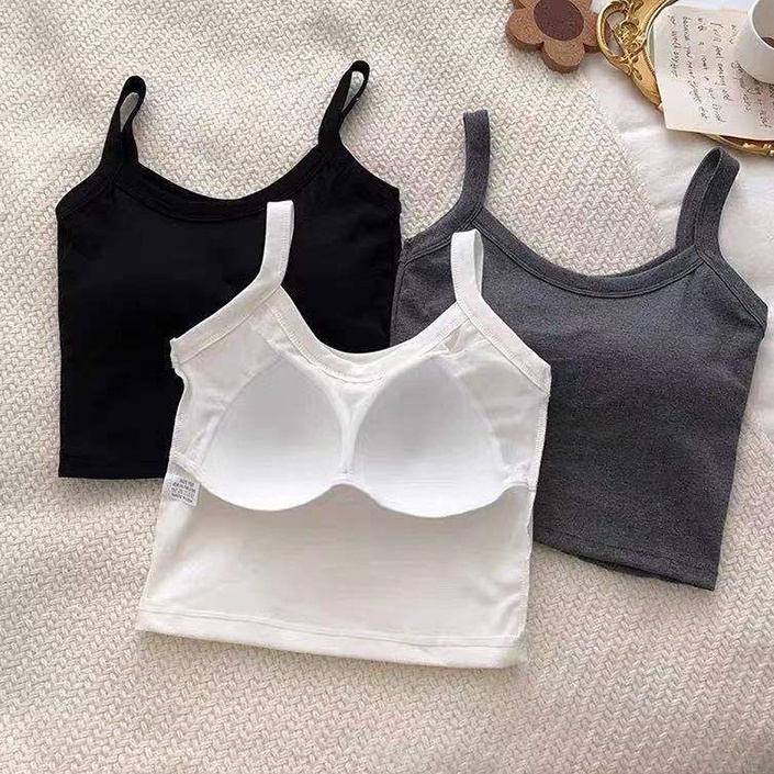 Áo Lót Thể Thao Hai Dây Màu Sắc Trơn Có Mút Đệm Ngực Tiện Dụng