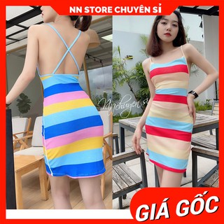 ĐẦM BODY SỌC CẦU VỒNG TP96 ⚡HÀNG ĐẸP⚡ẢNH THẬT⚡ ĐẦM BODY NỮ ⚡ ĐẦM GÂN BODY ⚡ ĐẦM HỞ LƯNG