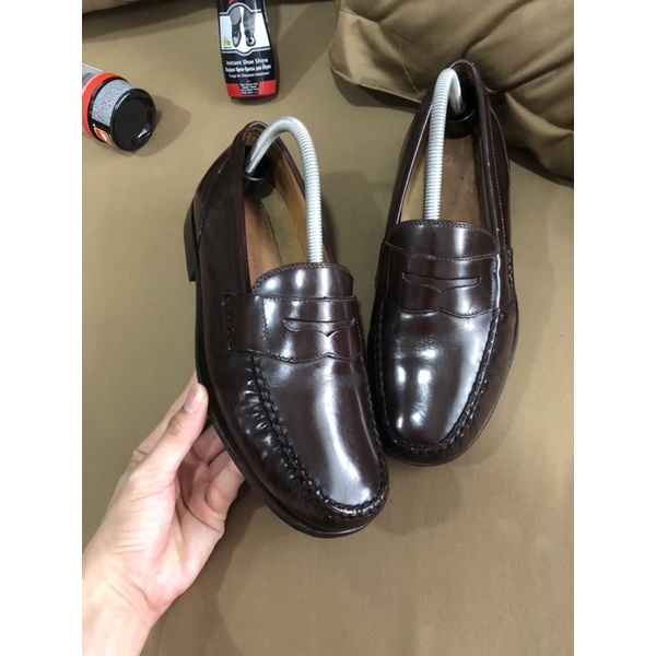 [Giày 2hand] [Size 42] [TonaShoe] Giày Penny Loafer Thương Hiệu Rockport Đế Gỗ Form Cứng Cáp Màu Đỏ Mận