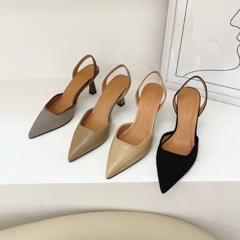 GIÀY CAO GÓT SLINGBACK 6CM MŨI NHỌN SIZE 37 (của shoes paradise)
