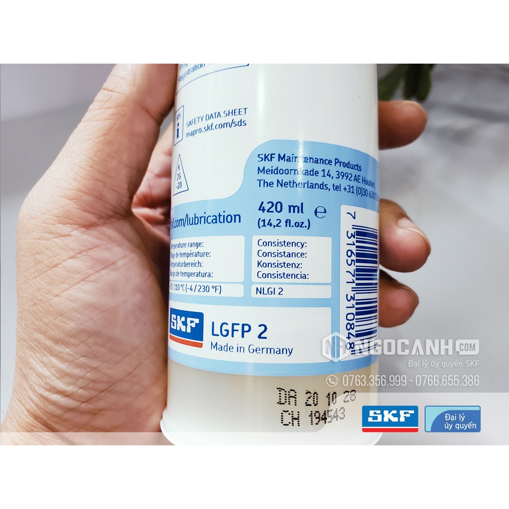 Mỡ LGFP 2/0.4 Mỡ SKF dành cho ngành thực phẩm loại 400 gram