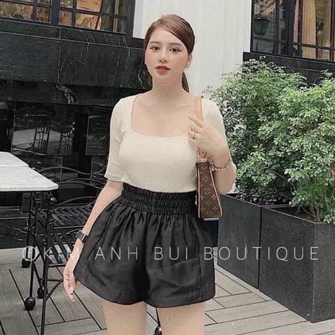 Quần Short Đùi Nữ Chất Tắc Ta Phồng Mix Áo Croptop Thun Siêu Hợp Trẻ Trung