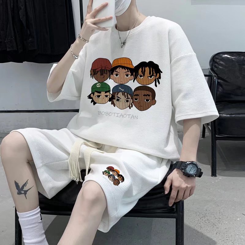 Set Áo Thun Tay Lỡ + Quần Short Thời Trang Mùa Hè Mới Size M-3XL