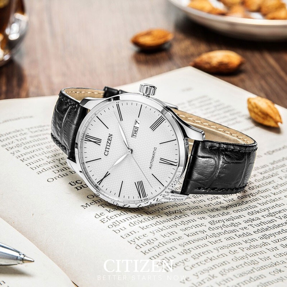 Đồng Hồ Citizen Nam Dây Da Máy Cơ-Automatic NH8350-08A - Mặt Trắng (40mm)