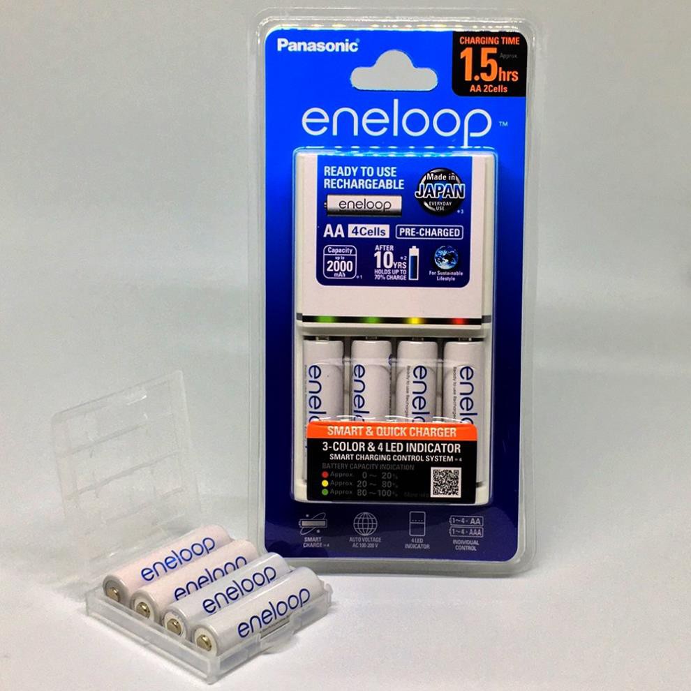 Bộ sạc nhanh , tự ngắt Panasonic Eneloop BQ-CC55 kèm 4 pin sạc 2000mAh